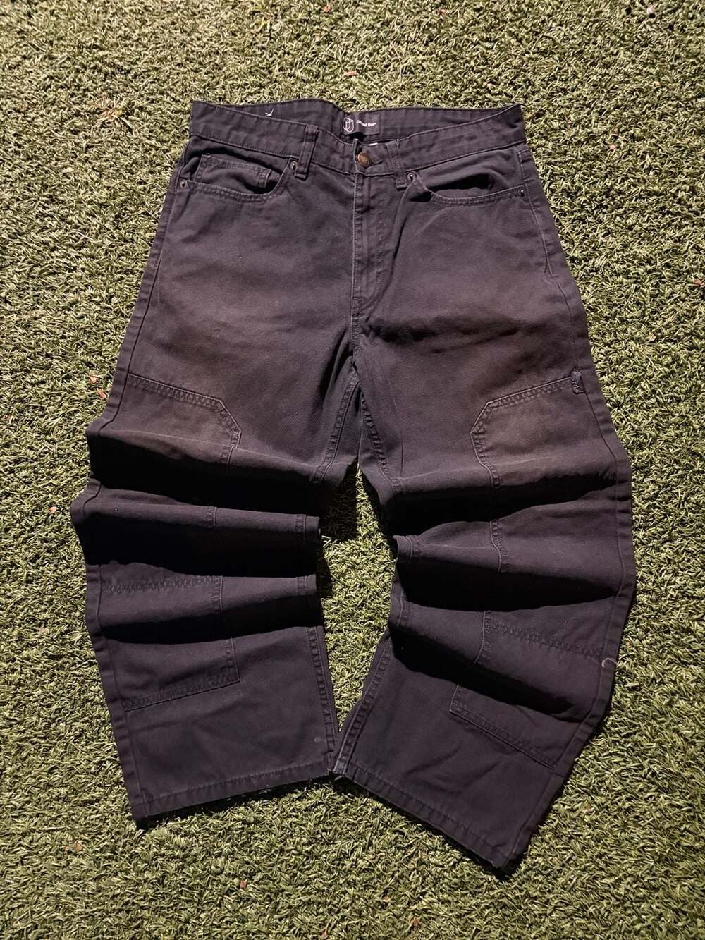 Double Knee Original Use Men's Relaxed Carpenter Jeans, Black, 32x30